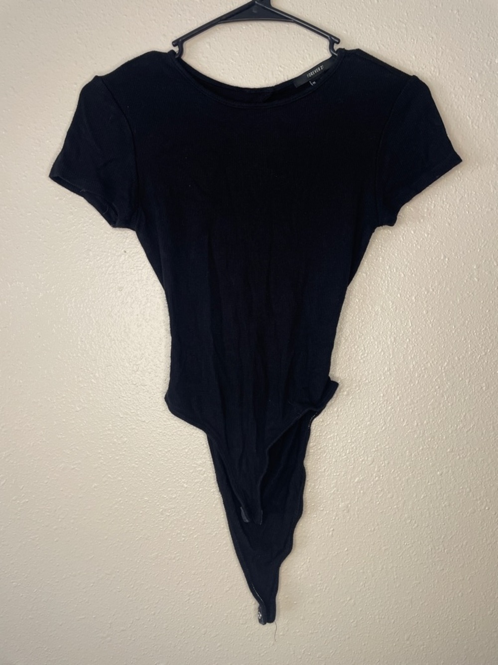 Forever 21 Black Ribbed Short-Sleeve Bodysuit